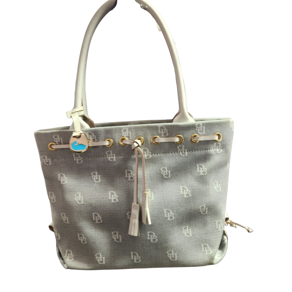 Dooney & Bourke Gray Monogram Tote with Leather Handles